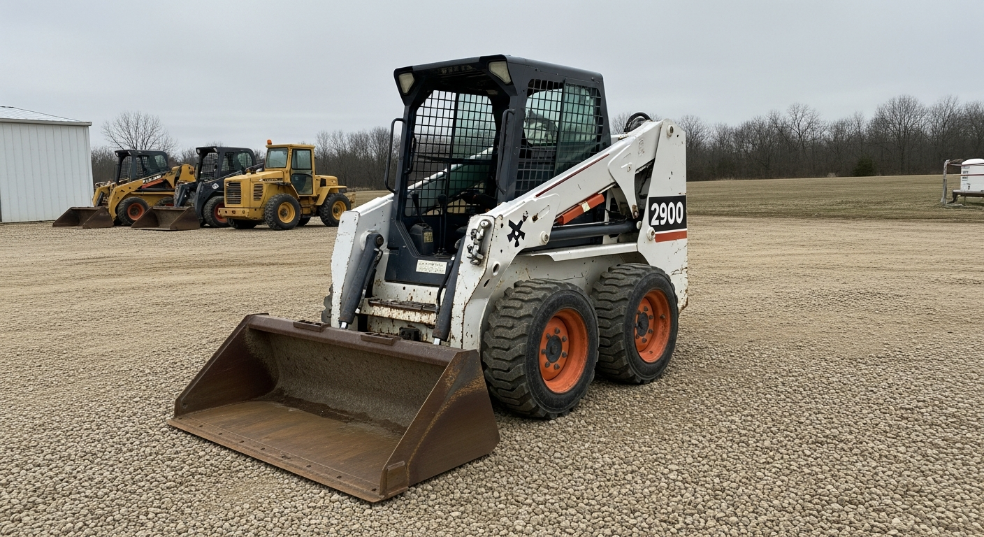 Skid steer loaded on an equipment trailer